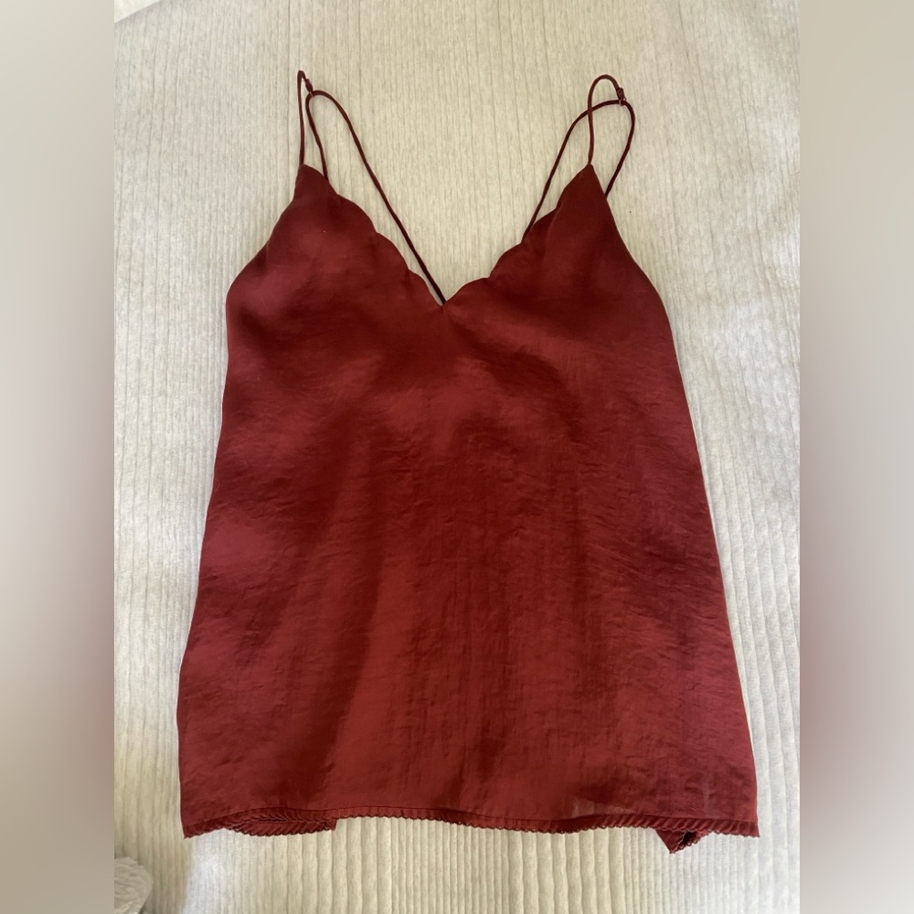 Free People Elegant Red Silky Camisole Top